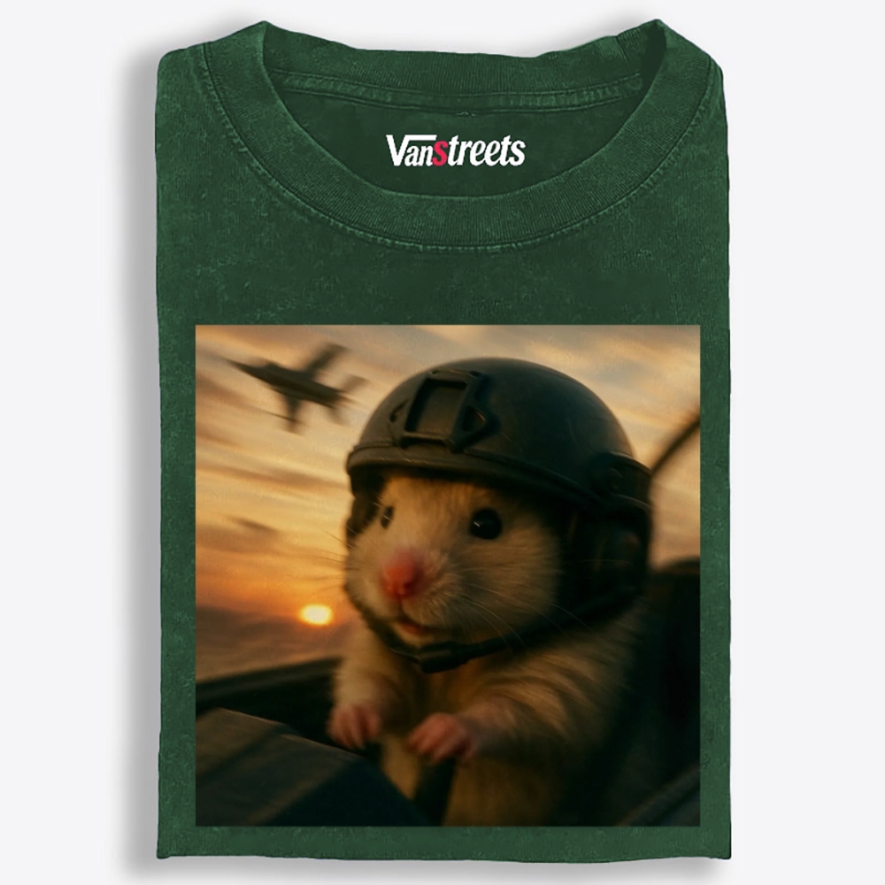 Airborne Hamster Retro Washed T-Shirt | 100% Cotton | Streetwear Essential