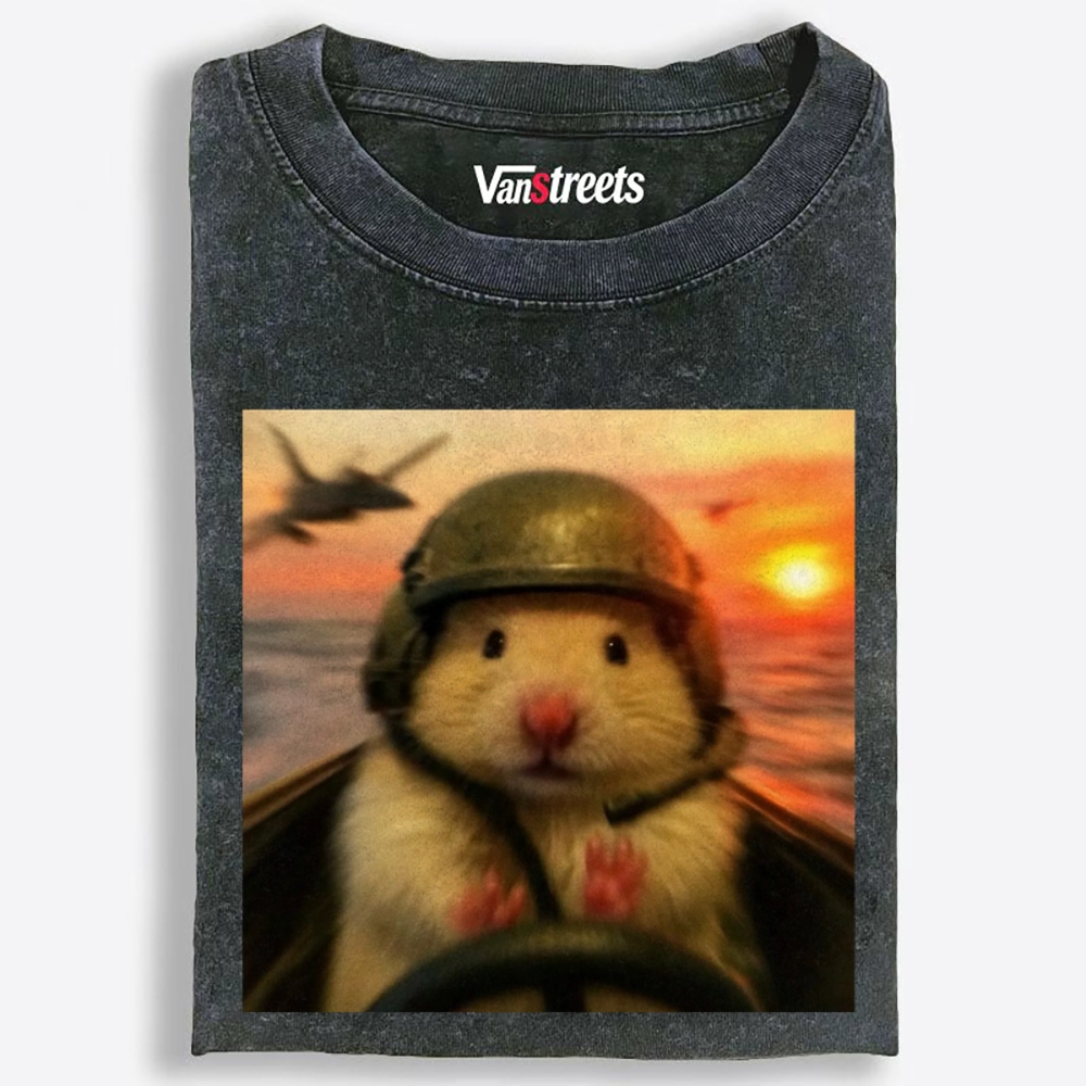 Marine Assault Hamster Retro Washed T-Shirt | 100% Cotton | Streetwear Essential