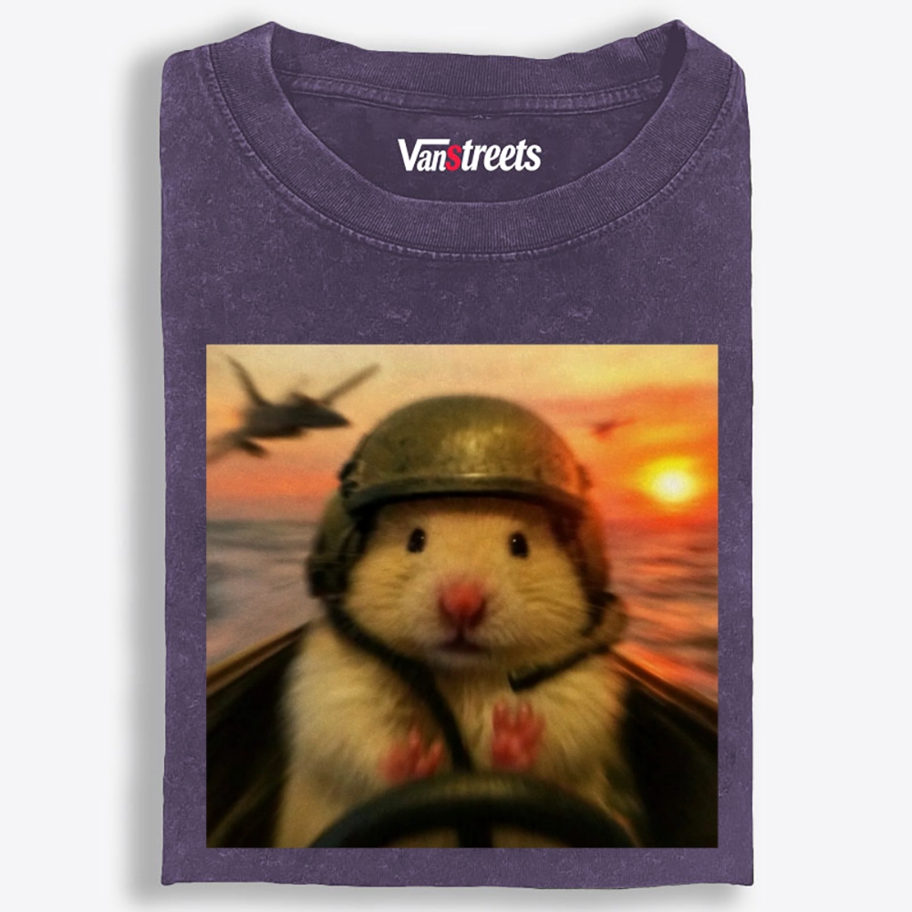 Marine Assault Hamster Retro Washed T-Shirt | 100% Cotton | Streetwear Essential