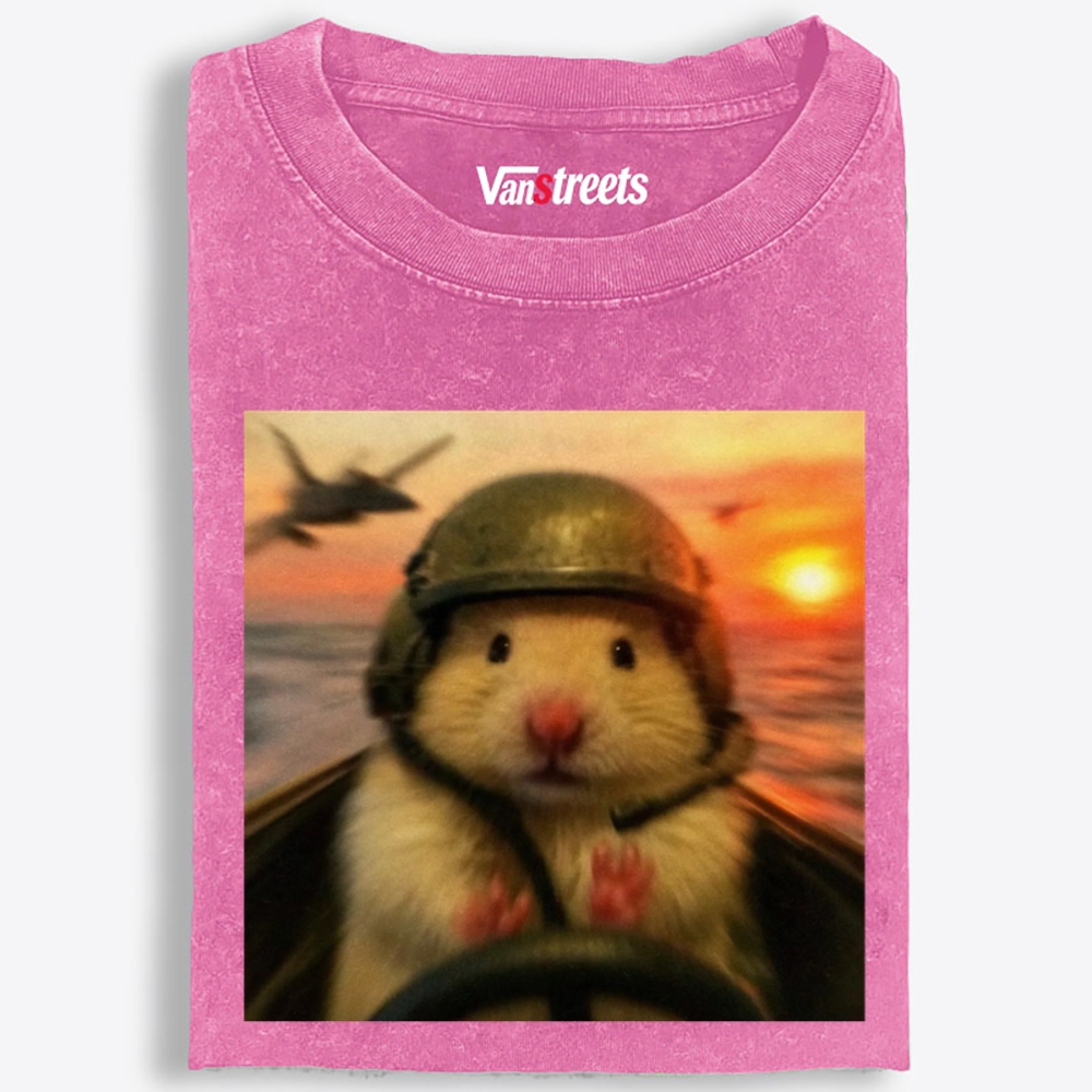 Marine Assault Hamster Retro Washed T-Shirt | 100% Cotton | Streetwear Essential