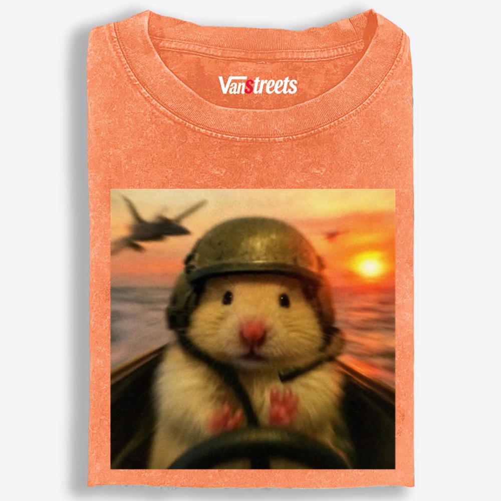 Marine Assault Hamster Retro Washed T-Shirt | 100% Cotton | Streetwear Essential