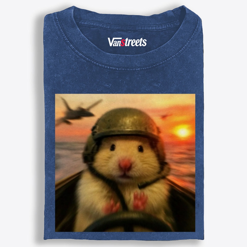 Marine Assault Hamster Retro Washed T-Shirt | 100% Cotton | Streetwear Essential