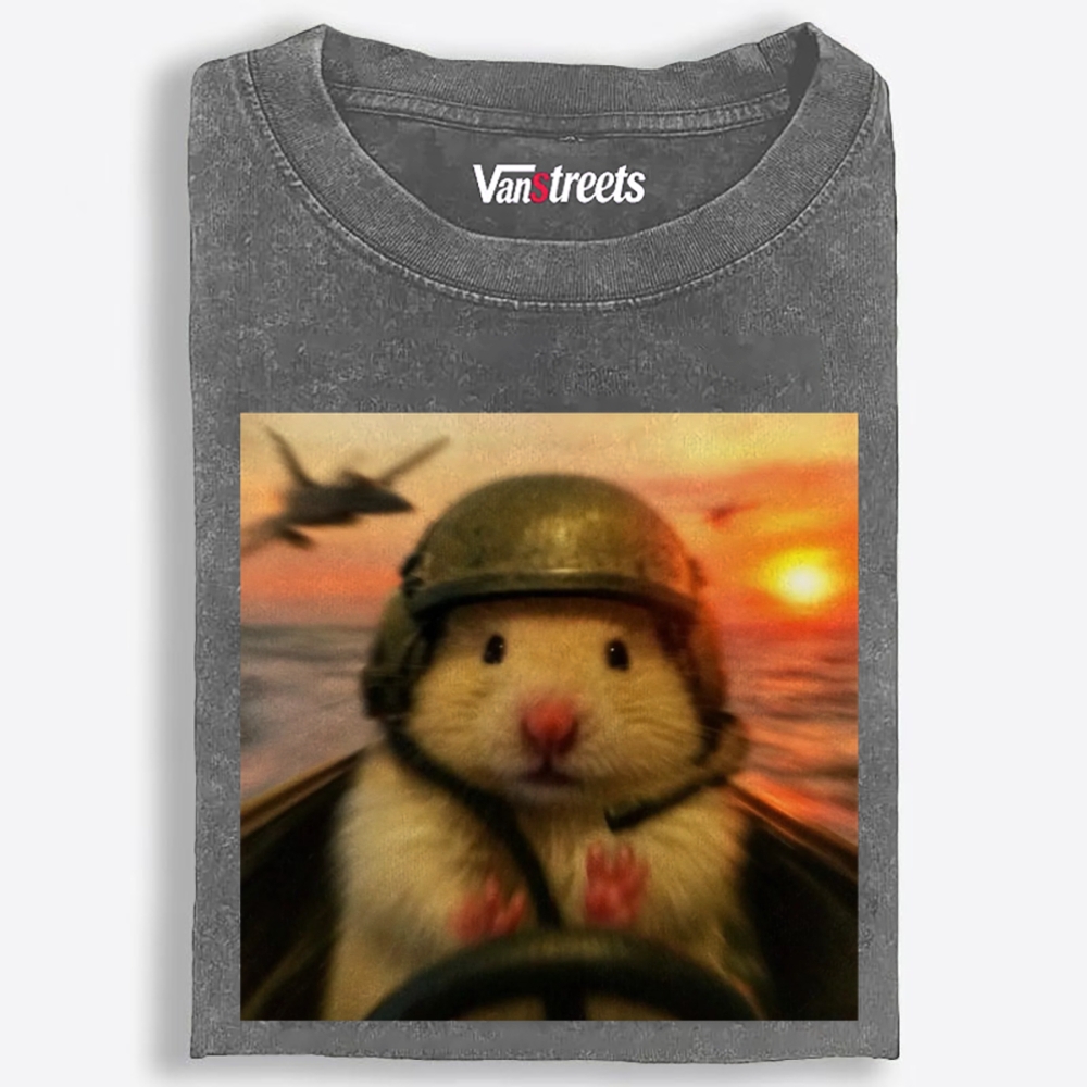 Marine Assault Hamster Retro Washed T-Shirt | 100% Cotton | Streetwear Essential
