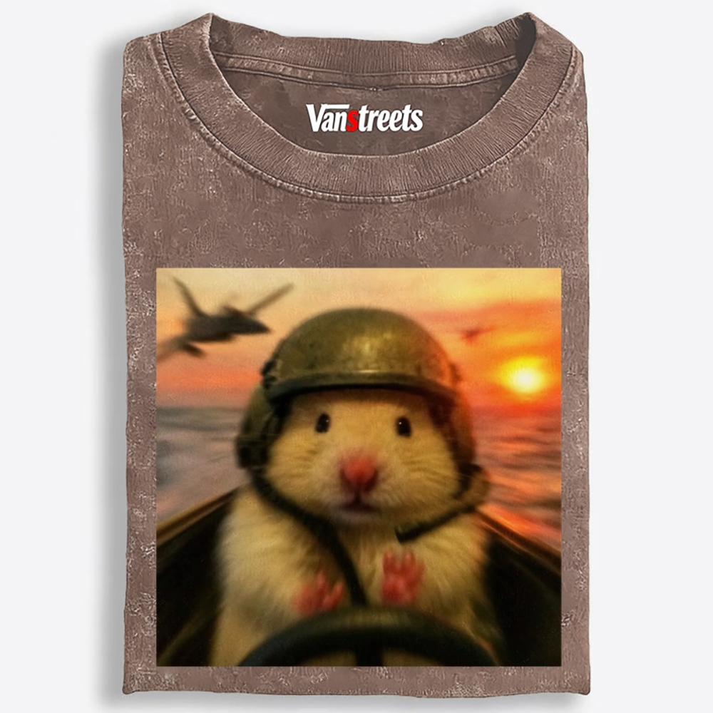 Marine Assault Hamster Retro Washed T-Shirt | 100% Cotton | Streetwear Essential