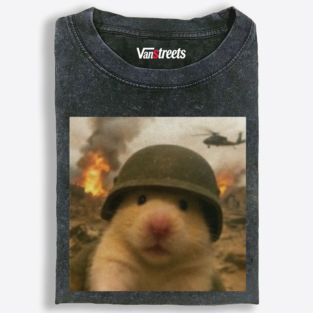 War Hamster Retro Washed T-Shirt | 100% Cotton | Streetwear Essential
