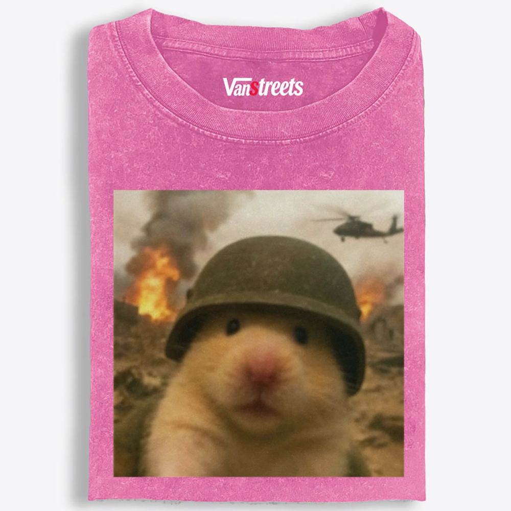 War Hamster Retro Washed T-Shirt | 100% Cotton | Streetwear Essential