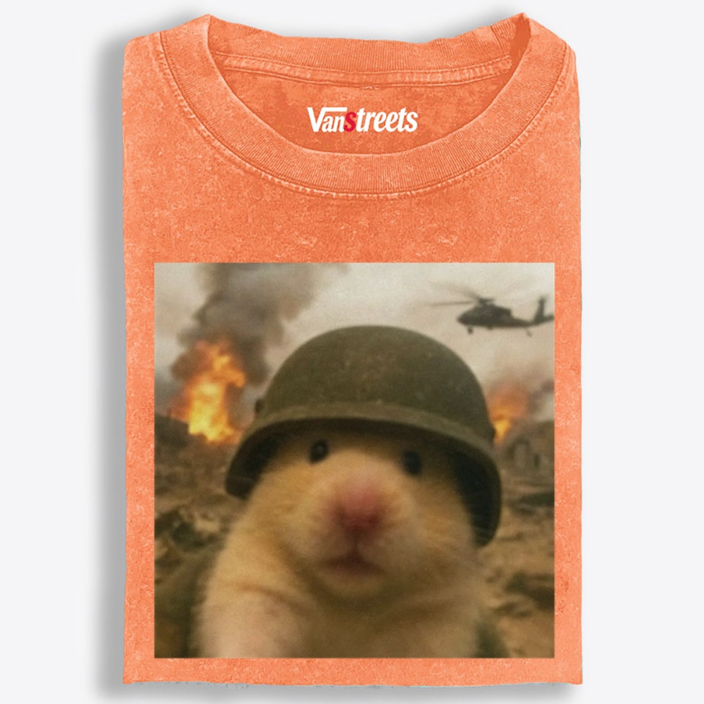 War Hamster Retro Washed T-Shirt | 100% Cotton | Streetwear Essential