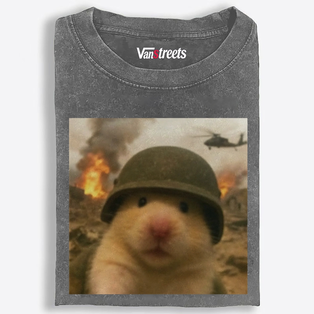War Hamster Retro Washed T-Shirt | 100% Cotton | Streetwear Essential