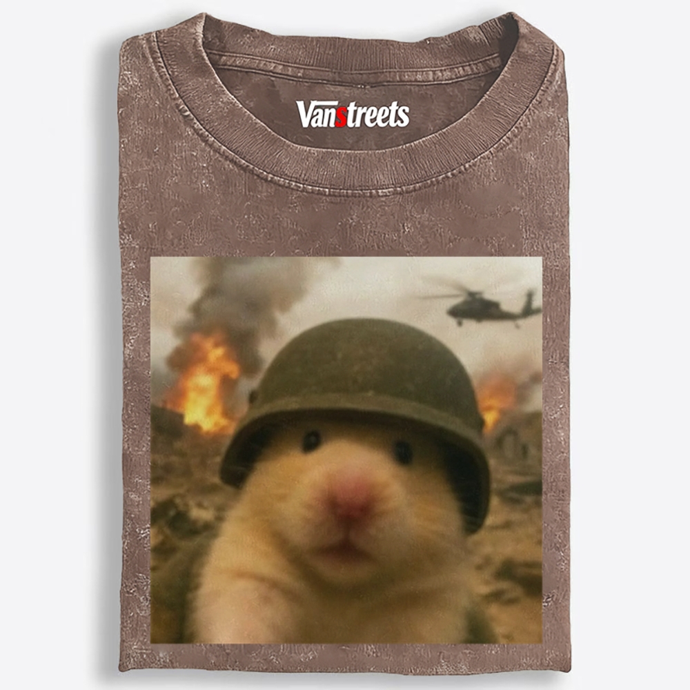 War Hamster Retro Washed T-Shirt | 100% Cotton | Streetwear Essential