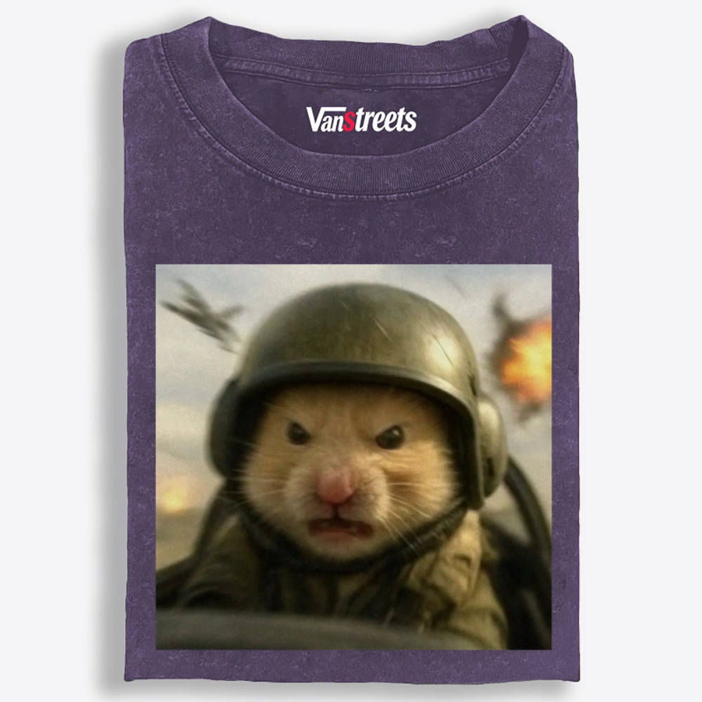 Angry War Hamster Retro Washed T-Shirt | 100% Cotton | Streetwear Essential