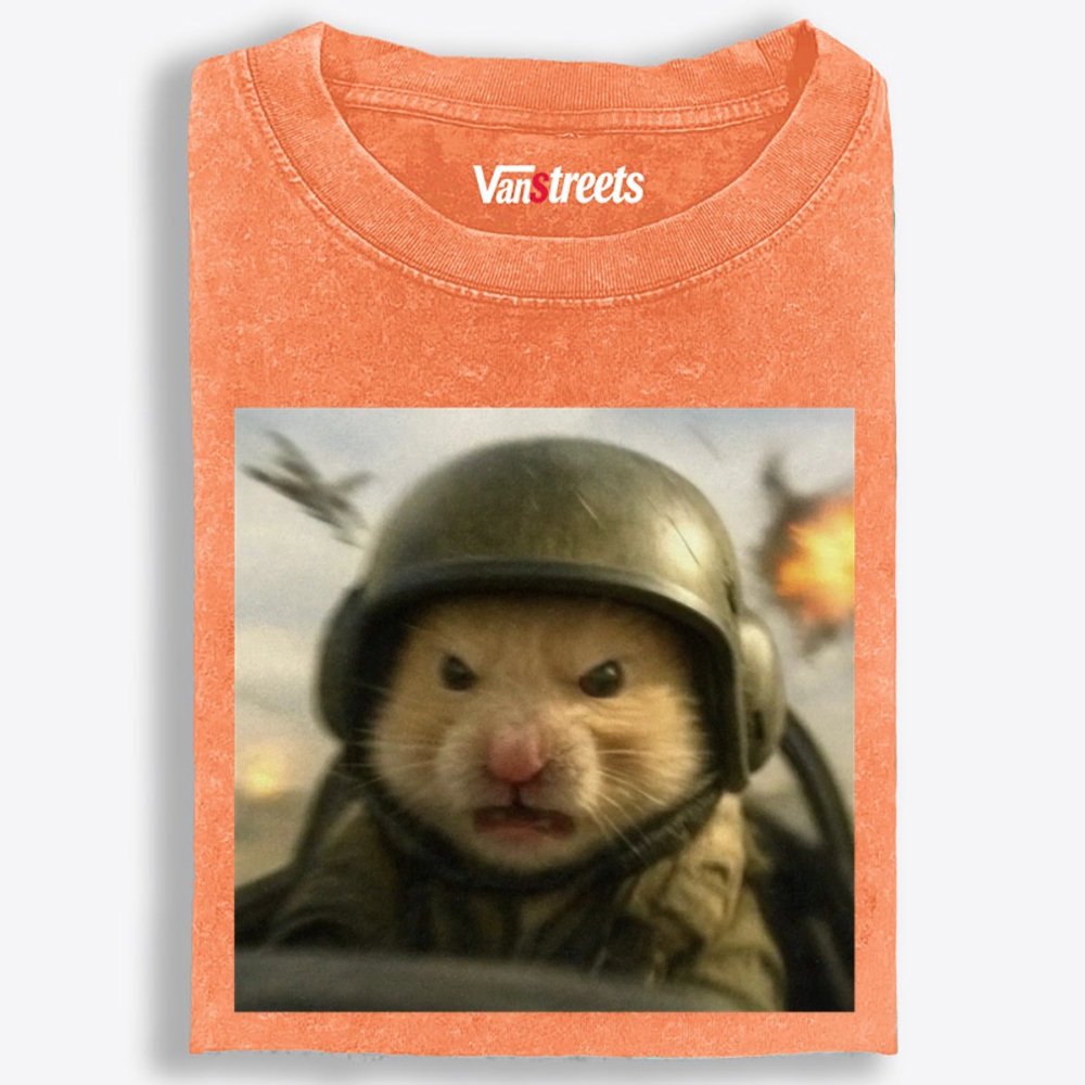 Angry War Hamster Retro Washed T-Shirt | 100% Cotton | Streetwear Essential