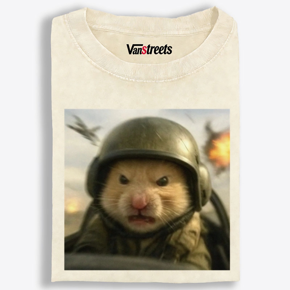 Angry War Hamster Retro Washed T-Shirt | 100% Cotton | Streetwear Essential