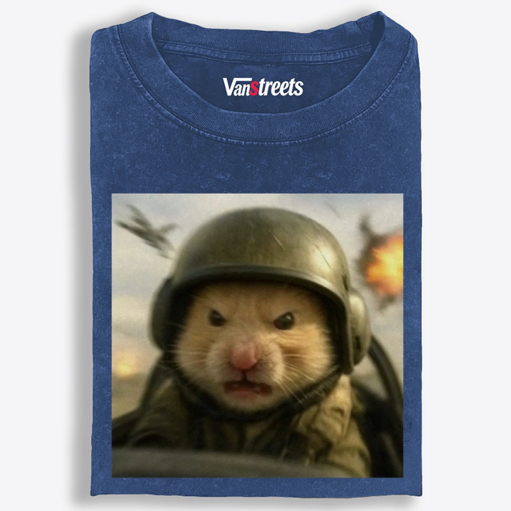 Angry War Hamster Retro Washed T-Shirt | 100% Cotton | Streetwear Essential