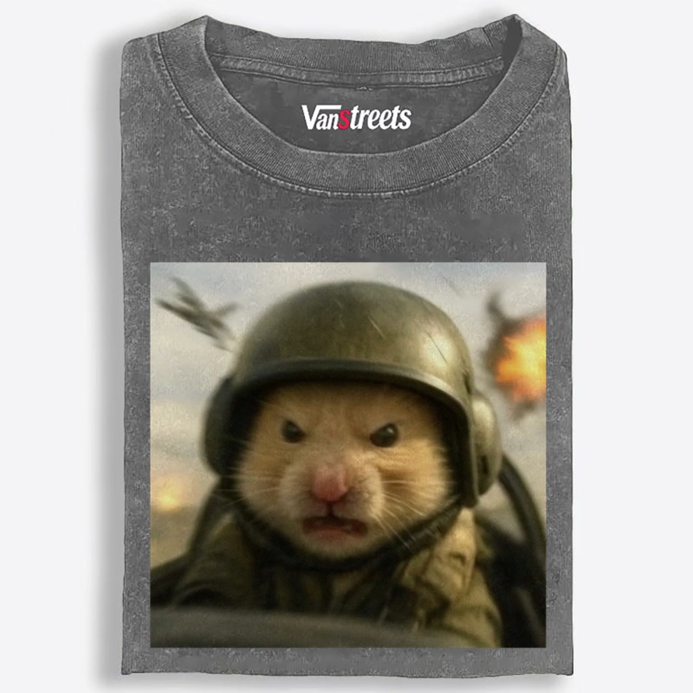 Angry War Hamster Retro Washed T-Shirt | 100% Cotton | Streetwear Essential