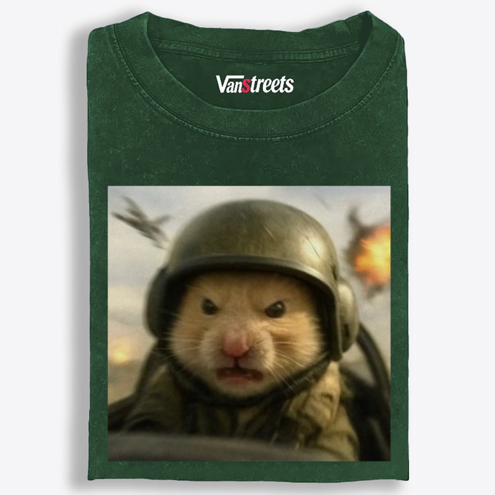 Angry War Hamster Retro Washed T-Shirt | 100% Cotton | Streetwear Essential