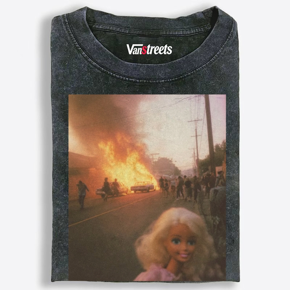 Barbie Smiling Through the Burn Retro Washed T-Shirt | 100% Cotton | Streetwear Essential