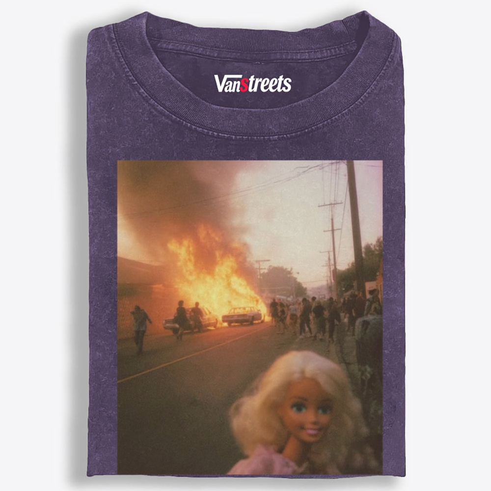 Barbie Smiling Through the Burn Retro Washed T-Shirt | 100% Cotton | Streetwear Essential
