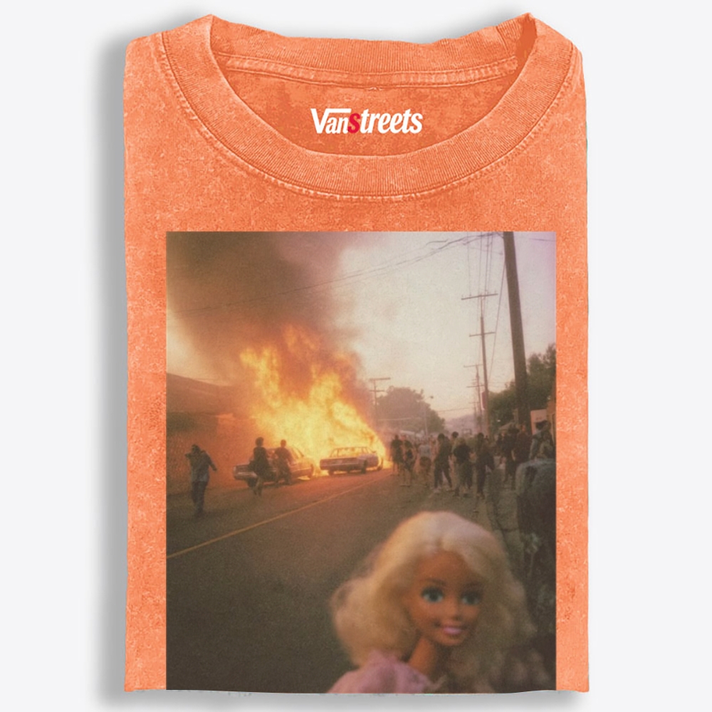 Barbie Smiling Through the Burn Retro Washed T-Shirt | 100% Cotton | Streetwear Essential