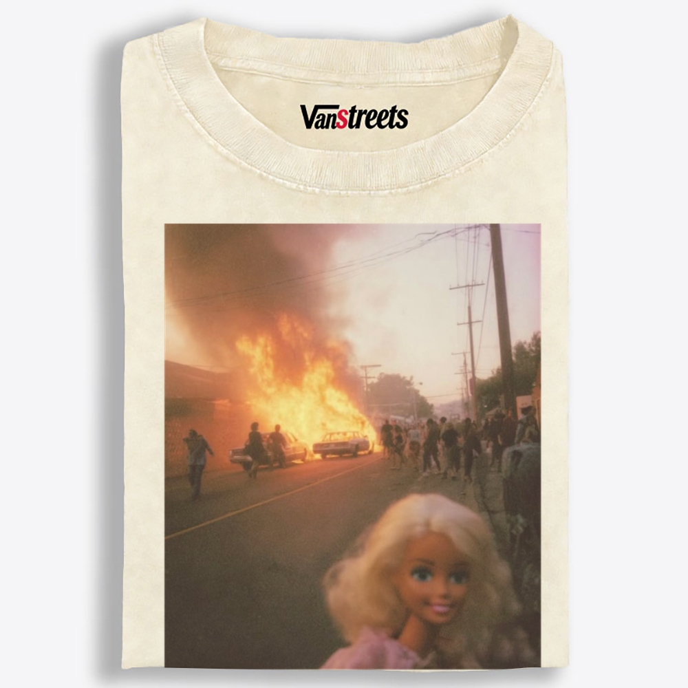 Barbie Smiling Through the Burn Retro Washed T-Shirt | 100% Cotton | Streetwear Essential