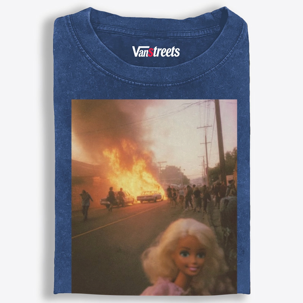 Barbie Smiling Through the Burn Retro Washed T-Shirt | 100% Cotton | Streetwear Essential