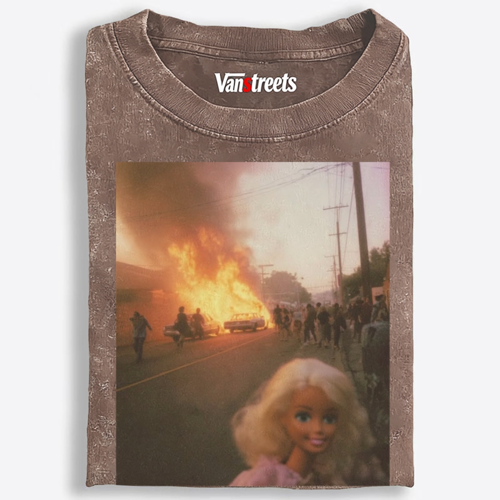 Barbie Smiling Through the Burn Retro Washed T-Shirt | 100% Cotton | Streetwear Essential