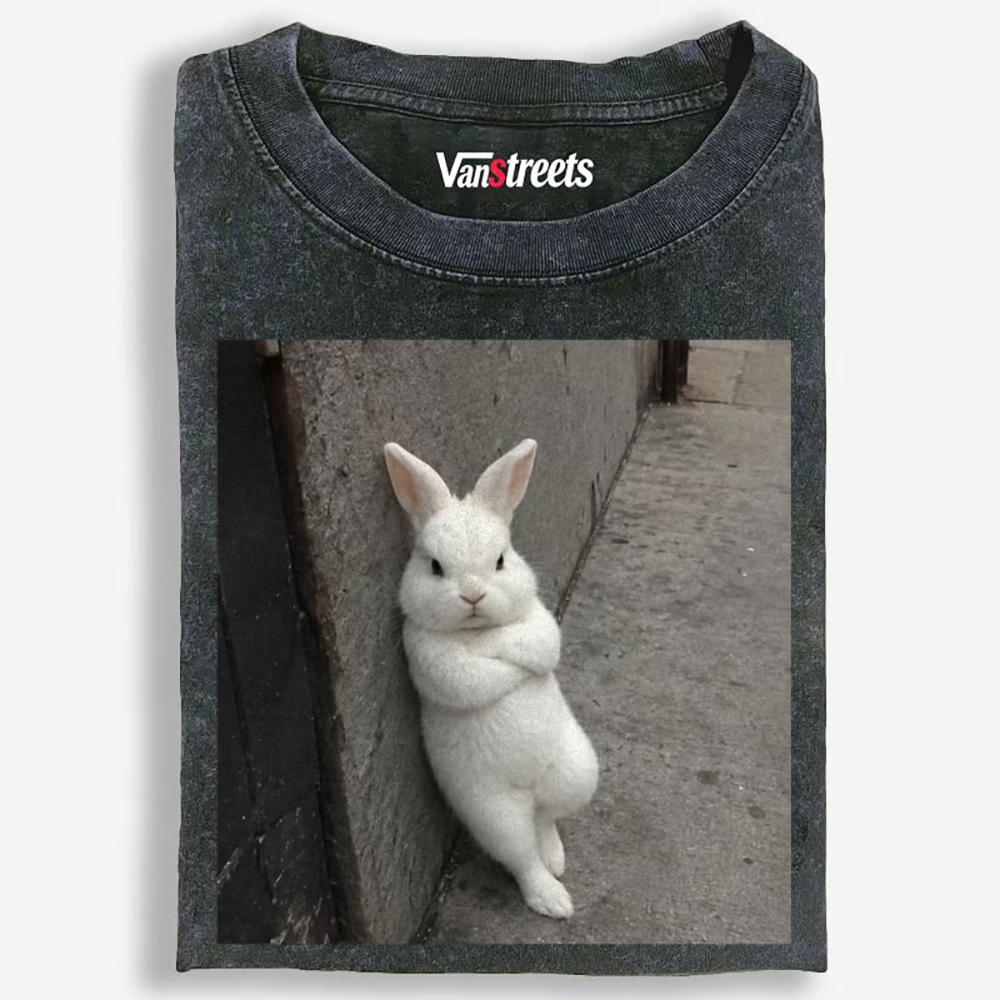 Street Bunny Retro Washed T-Shirt | 100% Cotton | Streetwear Essential