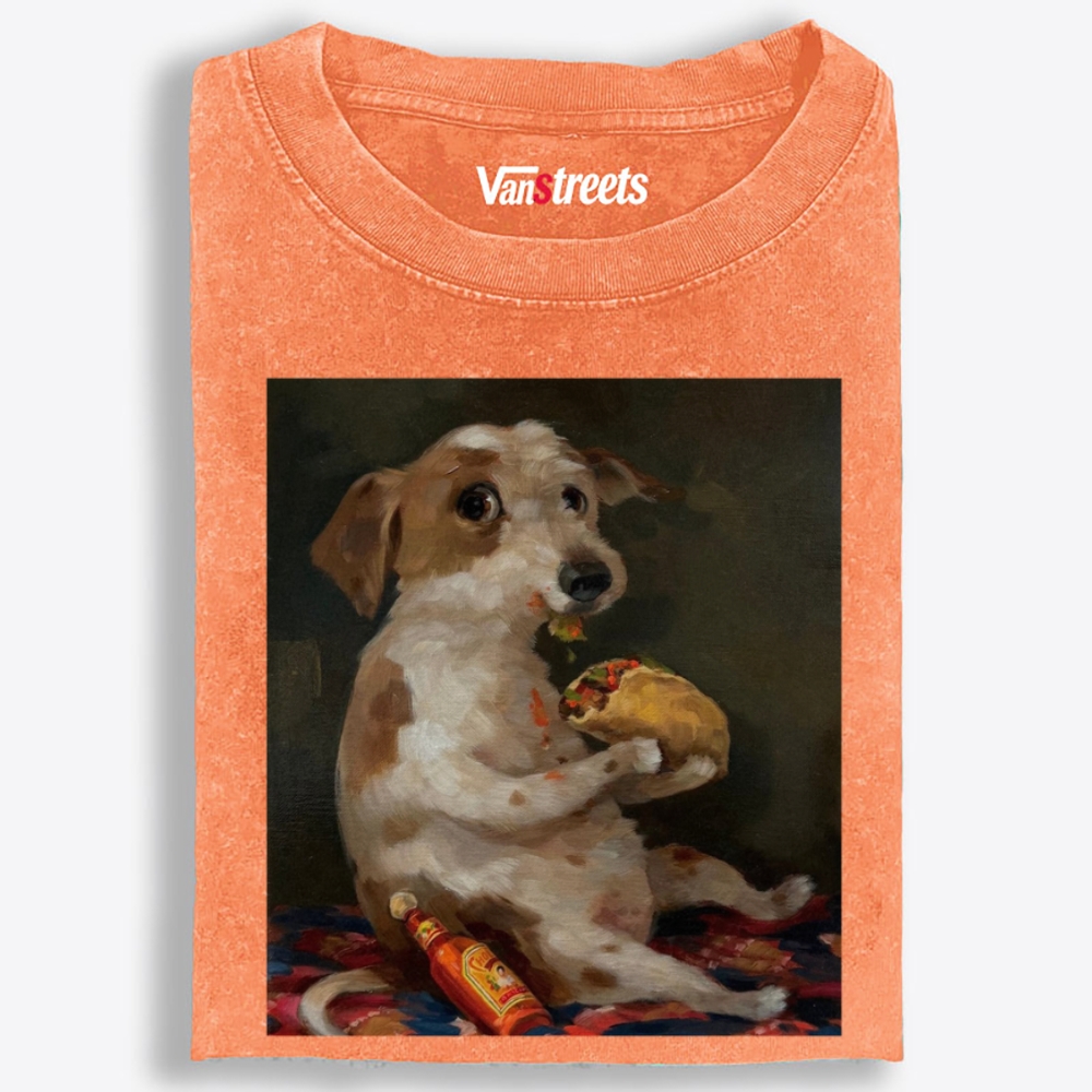 Taco Dog Retro Washed T-Shirt | 100% Cotton | Streetwear Essential