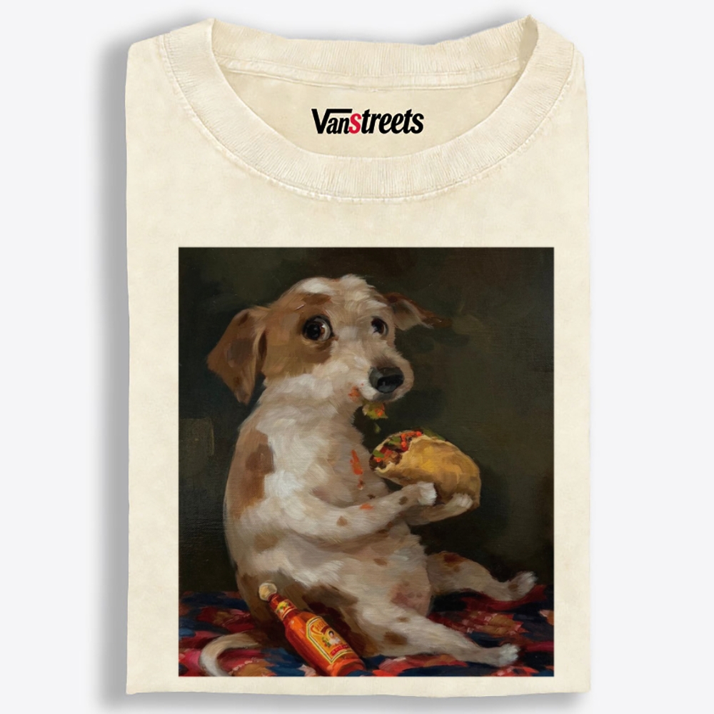 Taco Dog Retro Washed T-Shirt | 100% Cotton | Streetwear Essential