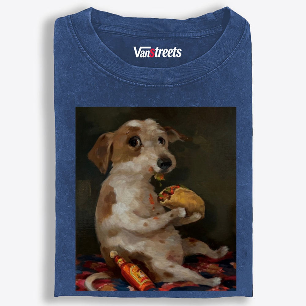 Taco Dog Retro Washed T-Shirt | 100% Cotton | Streetwear Essential