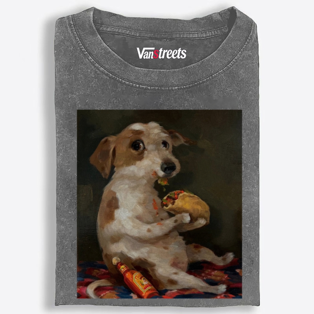 Taco Dog Retro Washed T-Shirt | 100% Cotton | Streetwear Essential