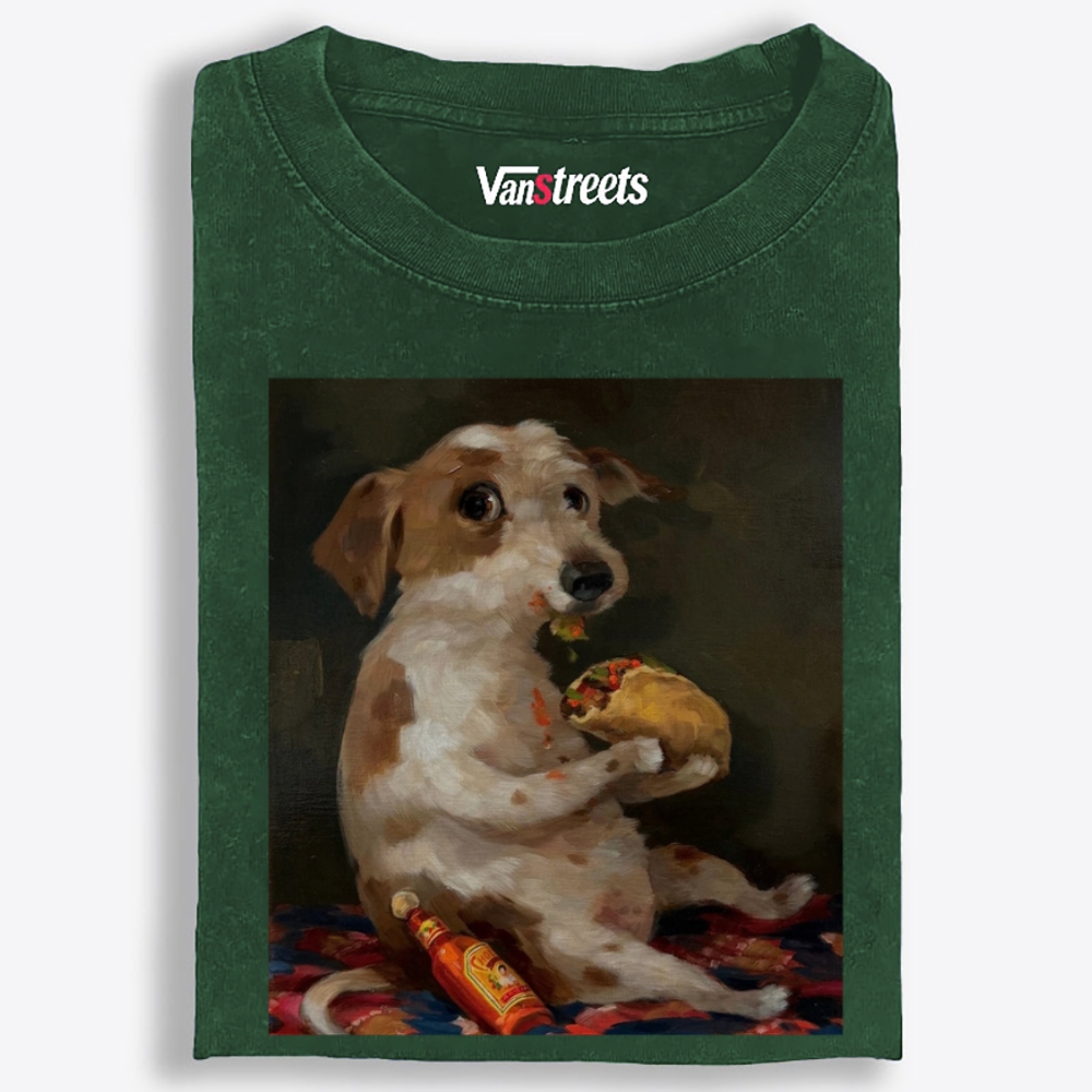 Taco Dog Retro Washed T-Shirt | 100% Cotton | Streetwear Essential