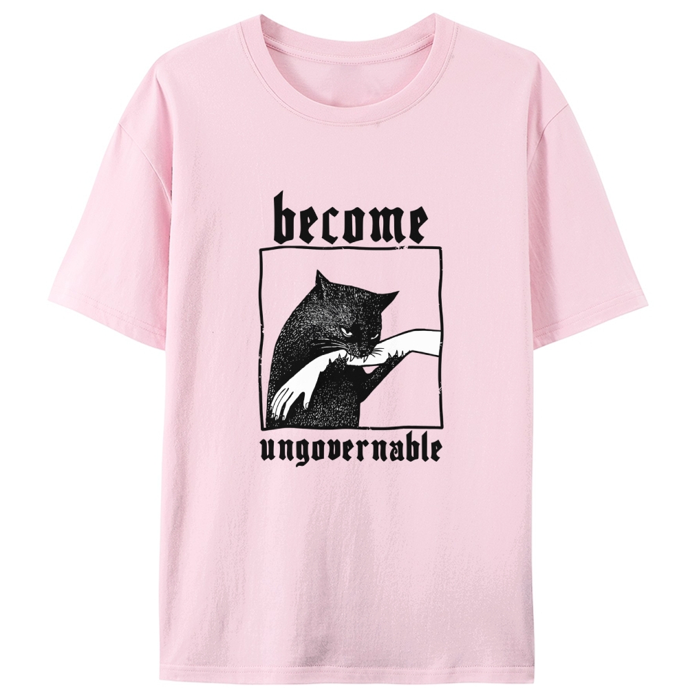 Become Ungovernable Cat Retro Designed for Women - Slim Fit Cotton Tee