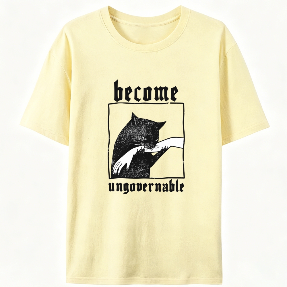 Become Ungovernable Cat Retro Designed for Women - Slim Fit Cotton Tee