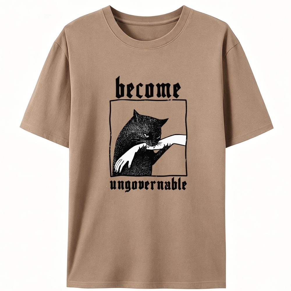 Become Ungovernable Cat Retro Designed for Women - Slim Fit Cotton Tee