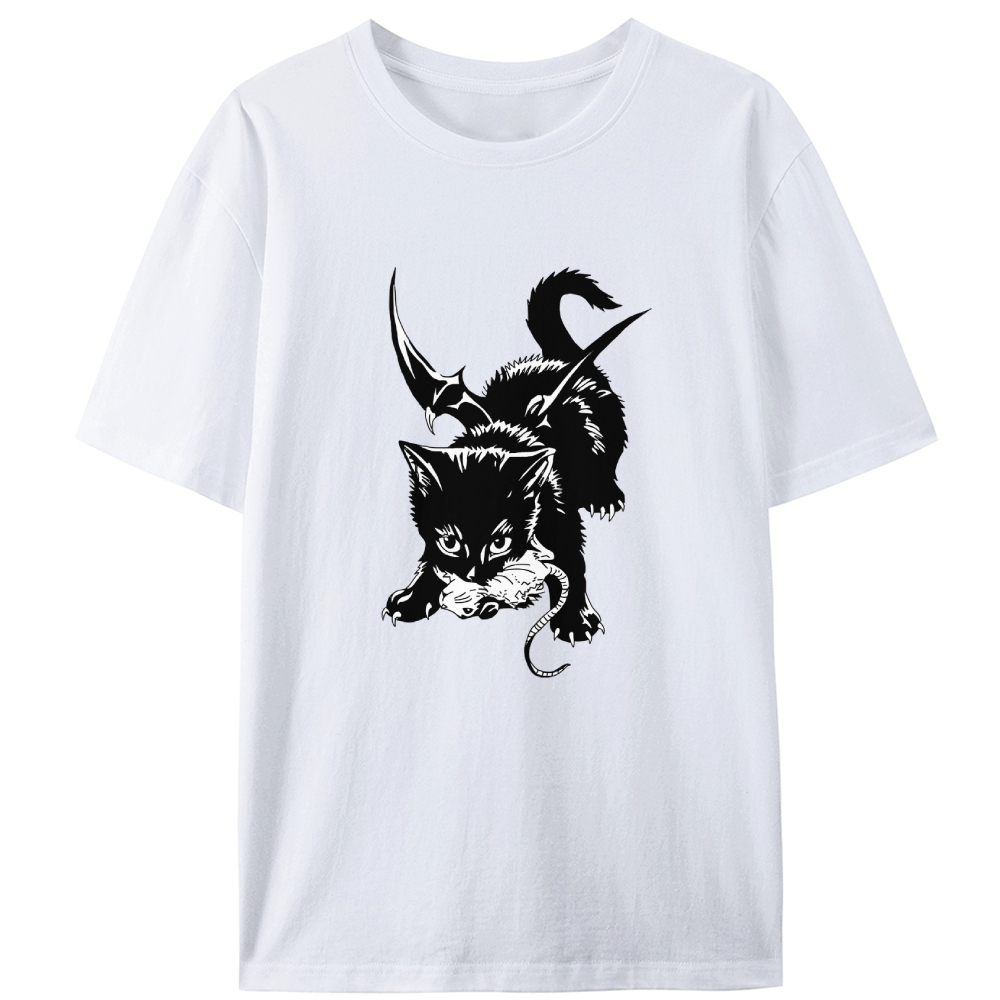 Demon Cat Retro Designed for Women - Slim Fit Cotton Tee