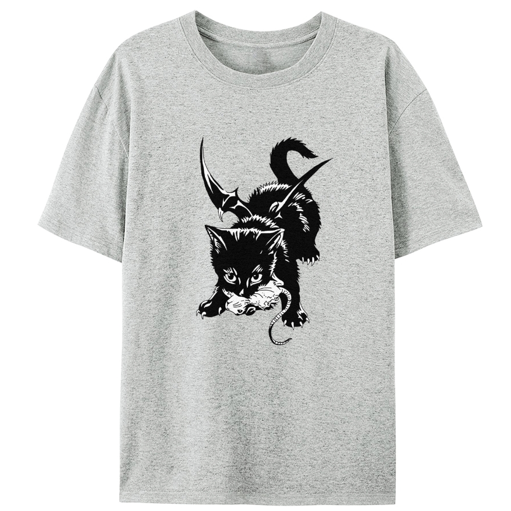 Demon Cat Retro Designed for Women - Slim Fit Cotton Tee