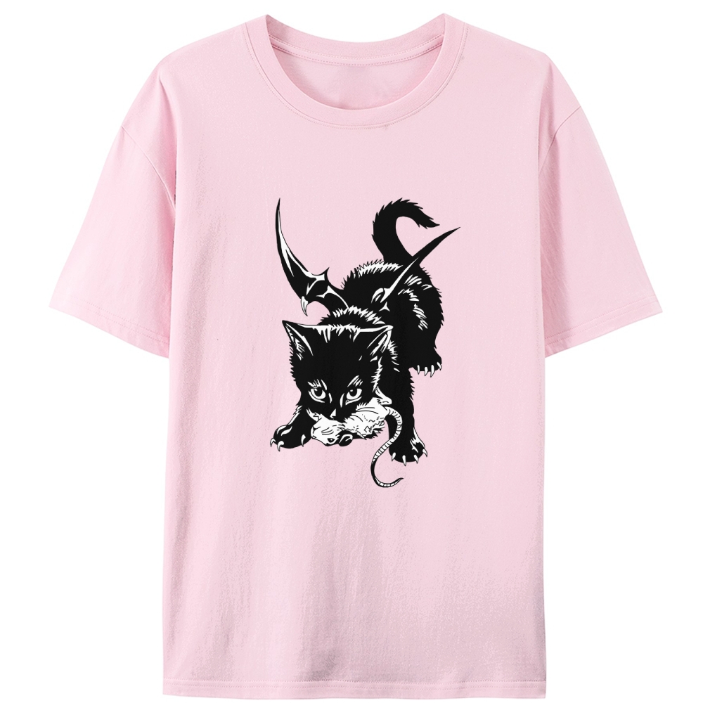 Demon Cat Retro Designed for Women - Slim Fit Cotton Tee