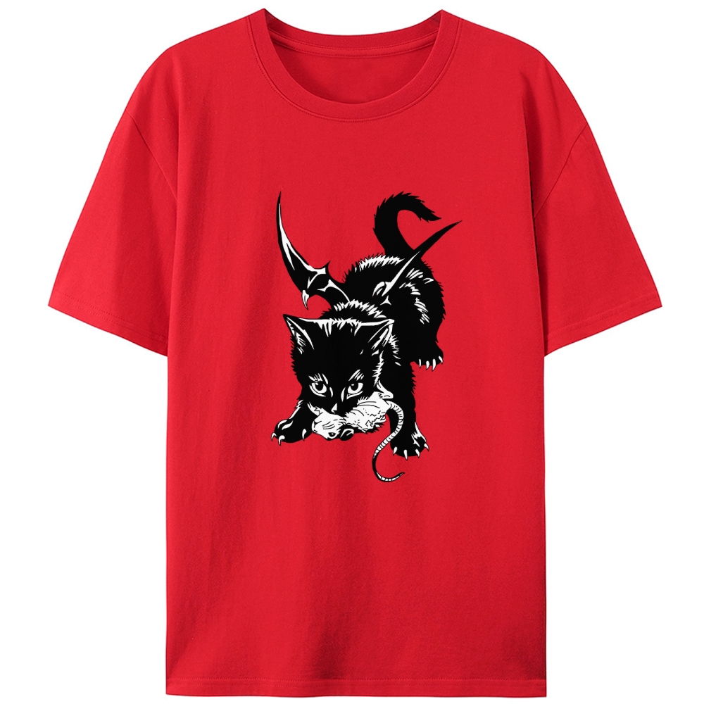 Demon Cat Retro Designed for Women - Slim Fit Cotton Tee