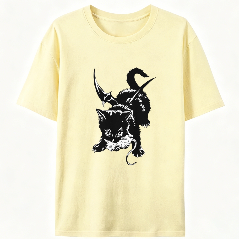 Demon Cat Retro Designed for Women - Slim Fit Cotton Tee