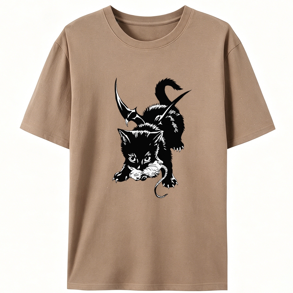 Demon Cat Retro Designed for Women - Slim Fit Cotton Tee
