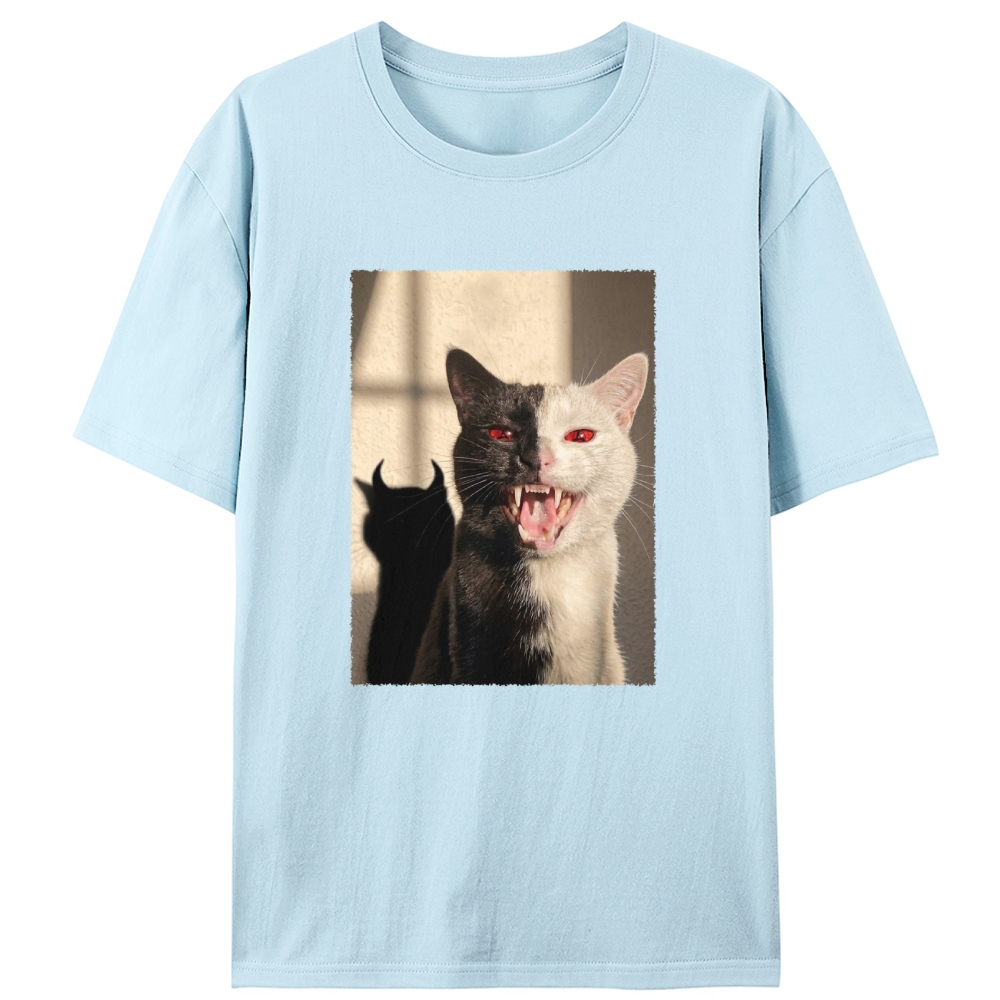 Two-Faced Cat Retro Designed for Women - Slim Fit Cotton Tee