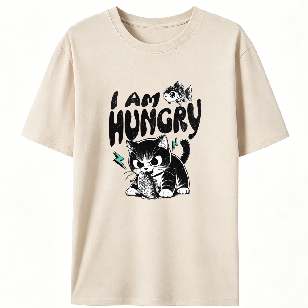 I AM HUNGRY Retro Designed for Women - Slim Fit Cotton Tee