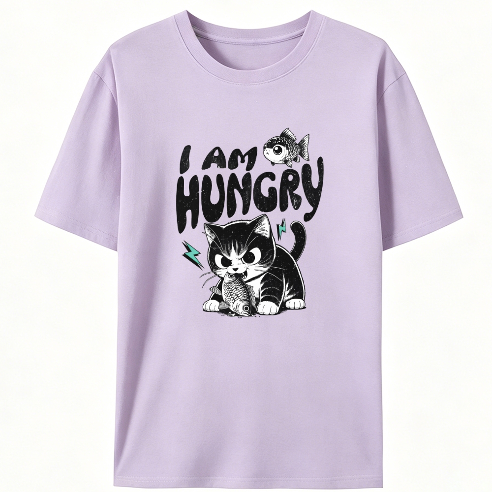 I AM HUNGRY Retro Designed for Women - Slim Fit Cotton Tee