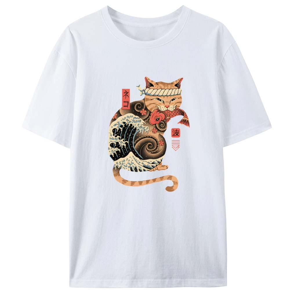 Samurai Cat Retro Designed for Women - Slim Fit Cotton Tee