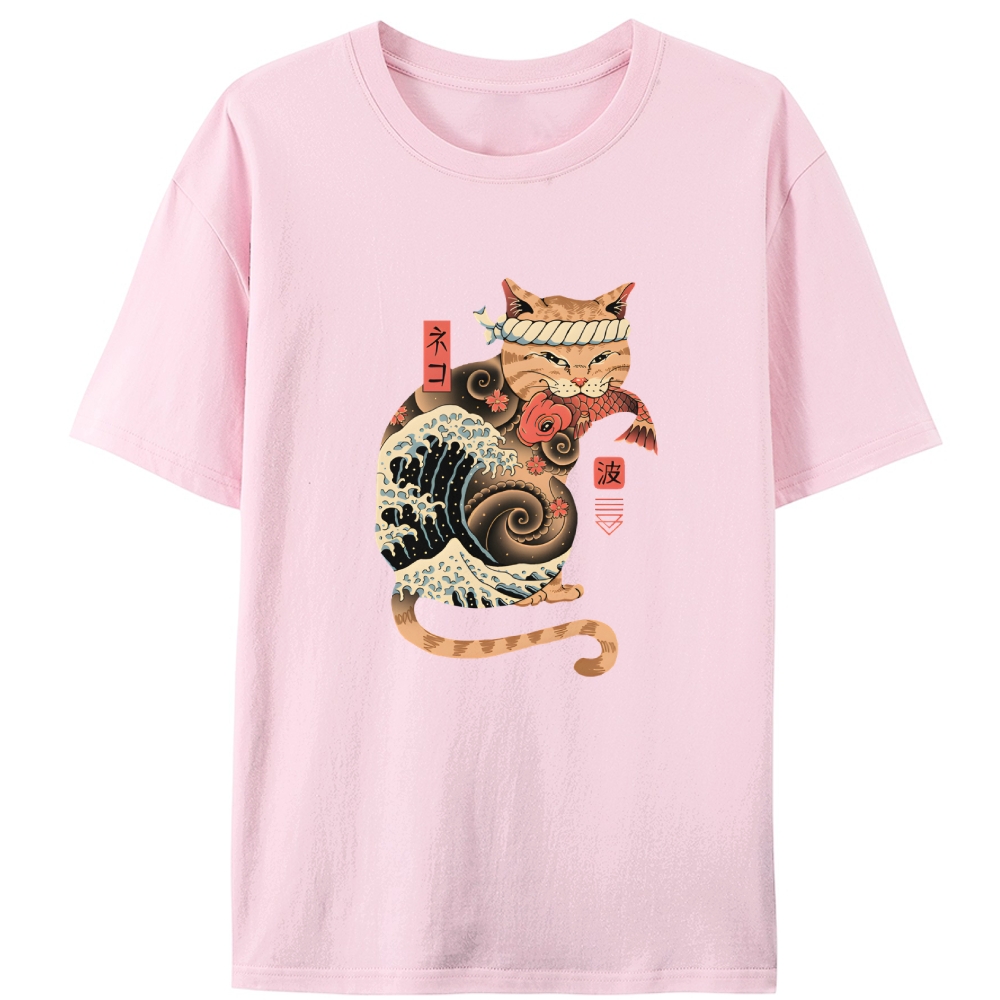 Samurai Cat Retro Designed for Women - Slim Fit Cotton Tee