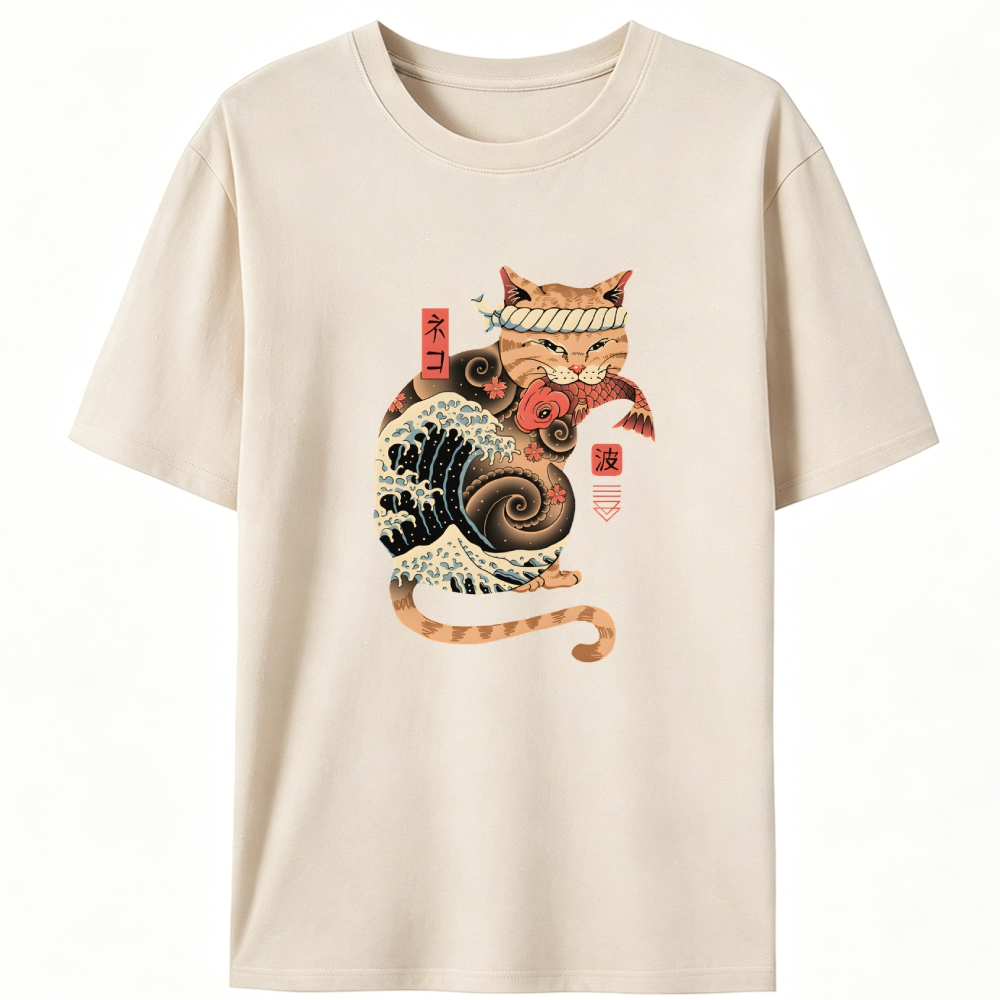 Samurai Cat Retro Designed for Women - Slim Fit Cotton Tee