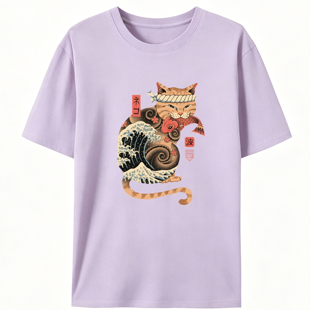 Samurai Cat Retro Designed for Women - Slim Fit Cotton Tee