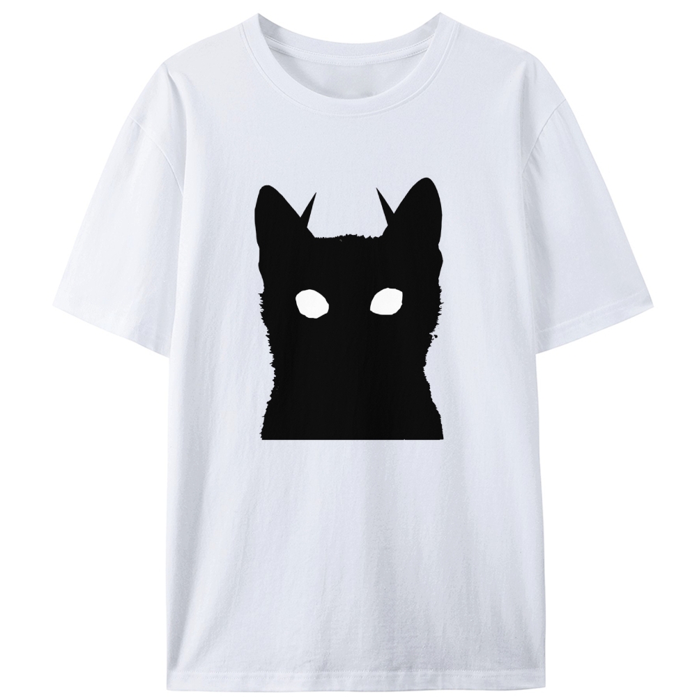 Black Cat Silhouette Retro Designed for Women - Slim Fit Cotton Tee