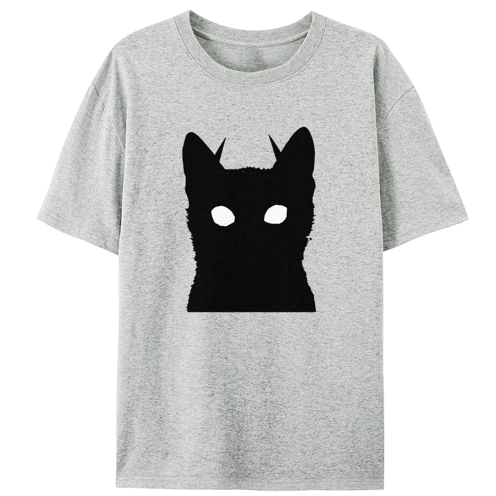 Black Cat Silhouette Retro Designed for Women - Slim Fit Cotton Tee
