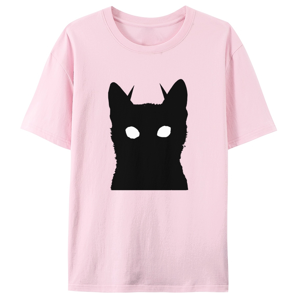 Black Cat Silhouette Retro Designed for Women - Slim Fit Cotton Tee